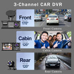 3-Lens Full HD Dashcam – 1080P 3-Channel Car DVR with LCD Screen