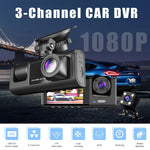 3-Channel Dash Cam – 1080P Dual Lens Car DVR with Rear View Camera
