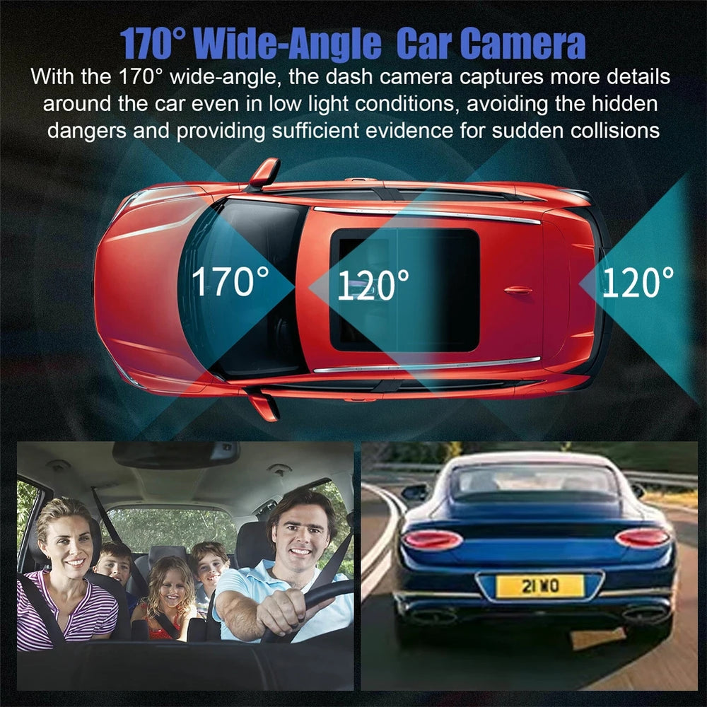 3-Lens Full HD Dashcam – 1080P 3-Channel Car DVR with LCD Screen