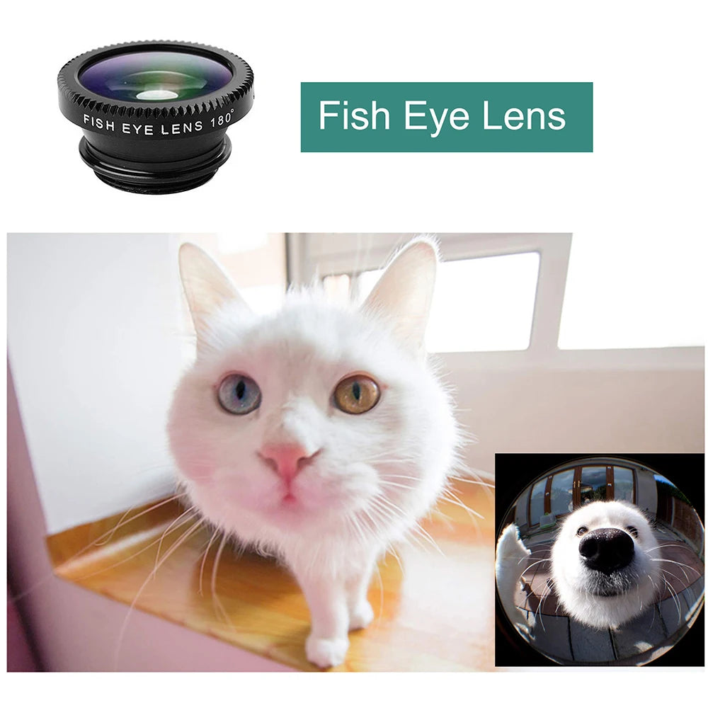 3-in-1 Phone Lens Kit – Wide Angle, Fisheye & Macro Clip-On Lenses