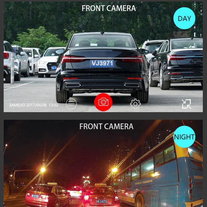 3-Channel Dash Cam – 1080P Dual Lens Car DVR with Rear View Camera