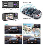 3-Lens Full HD Dashcam – 1080P 3-Channel Car DVR with LCD Screen