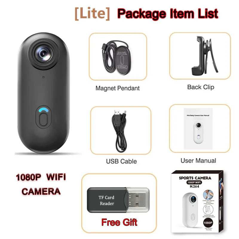 FHD Action Mini Camera – Waterproof Sports Cam with Helmet Mount
