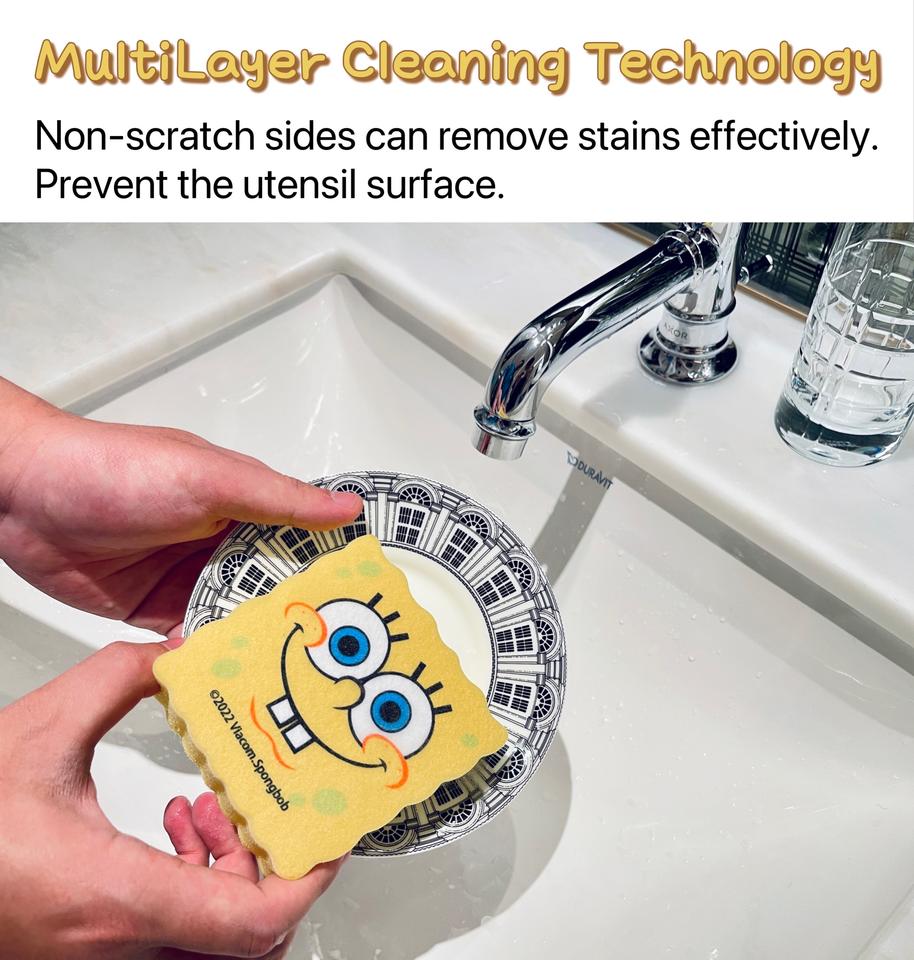 SpongeBob Shaped Kitchen Sponge – Eco-Friendly Non-Scratch